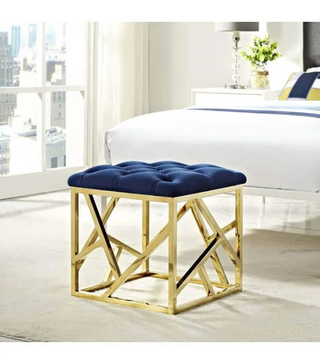 Пуф Gold geometric base, синий