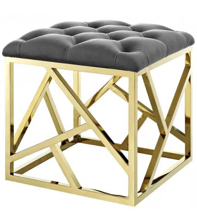 Пуф Gold geometric base, серый