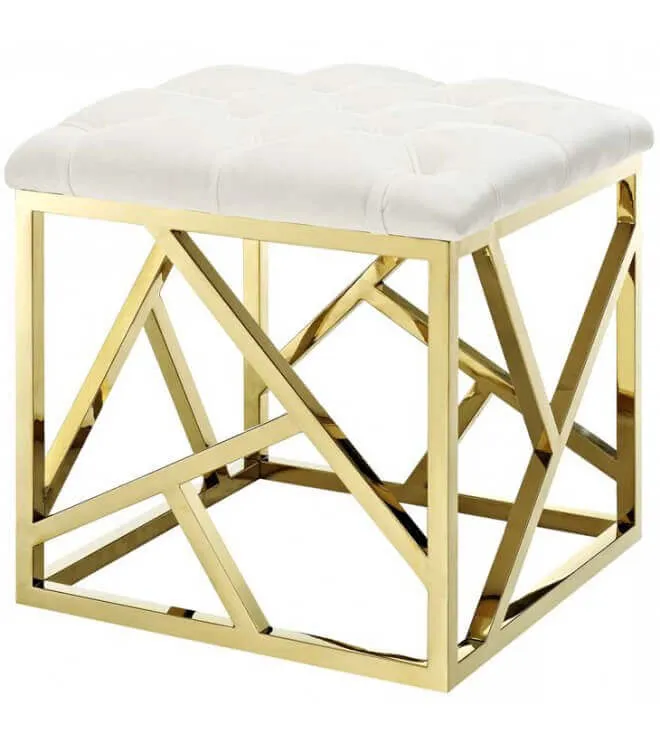 Пуф Gold geometric base, белый