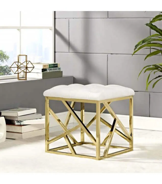 Пуф Gold geometric base, белый