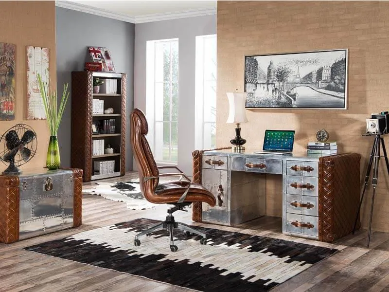 Стол Vintage Leather Aviator Office Desk