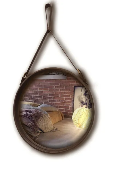 Зеркало Сuir rond wall mirror