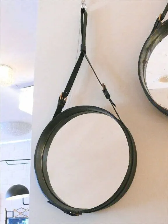 Зеркало Сuir rond wall mirror