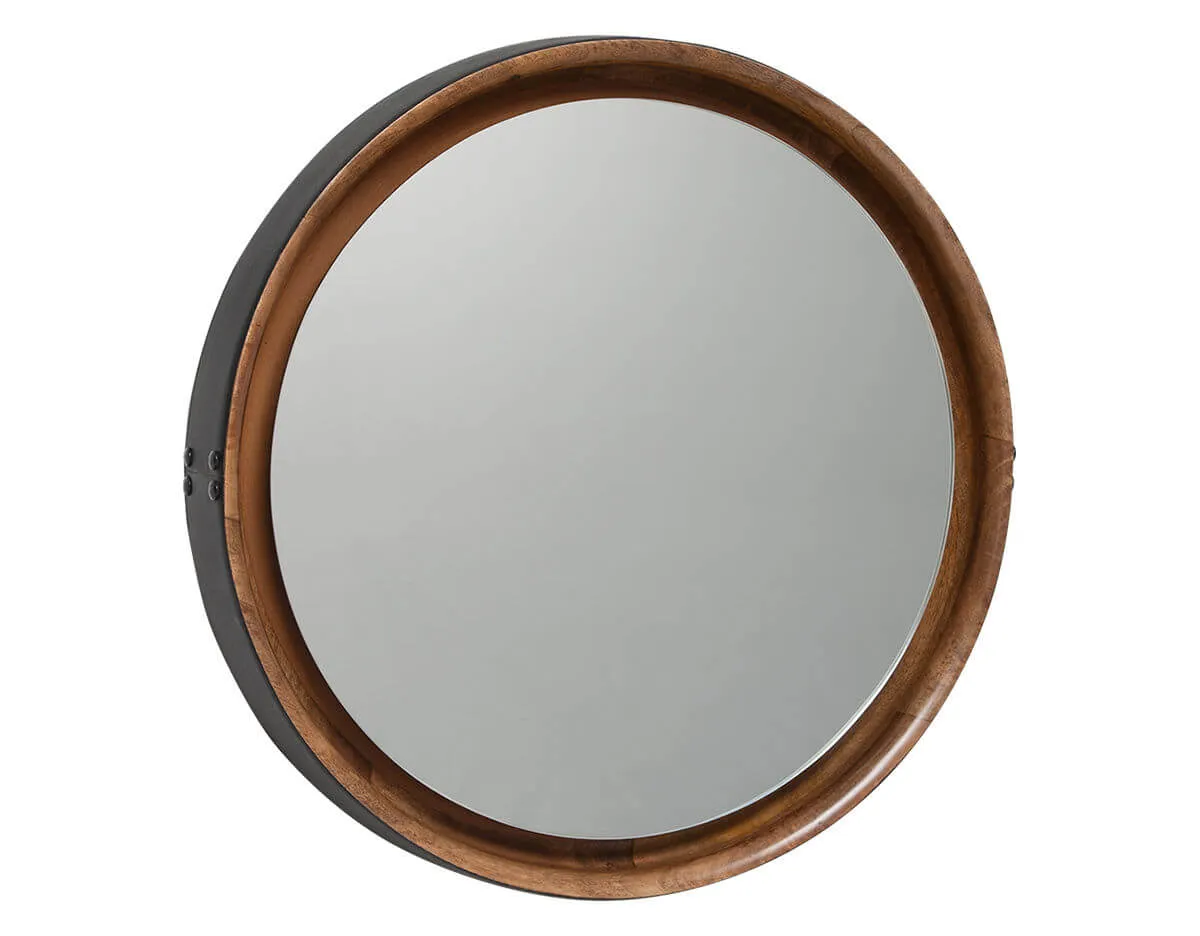 Зеркало Leather&Wood Round Mirror
