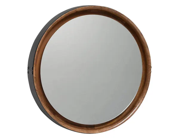 Зеркало Leather&Wood Round Mirror