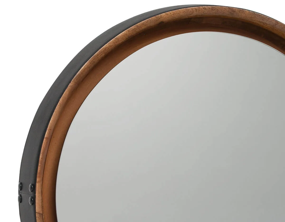 Зеркало Leather&Wood Round Mirror