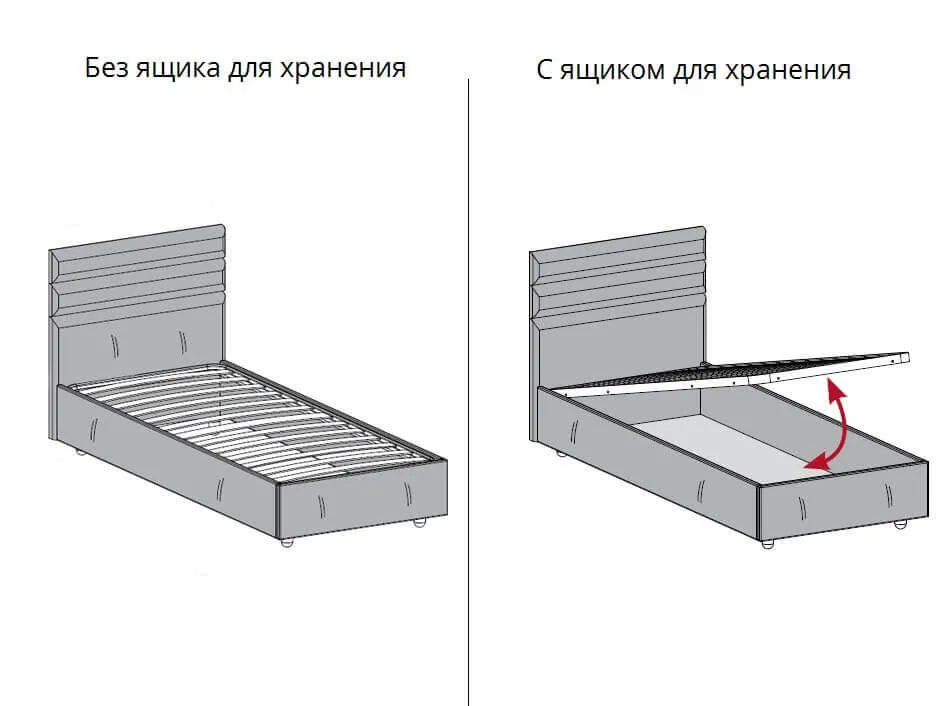 Односпальная кровать с подъёмным механизмом, бежевая